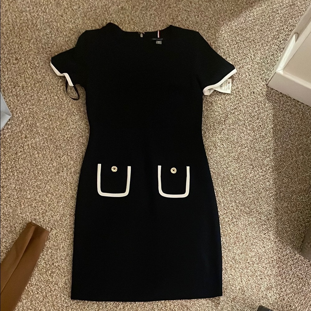 Tommy Hilfiger Black and White Sheath Mini Dress